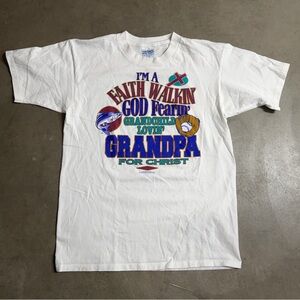 Vintage Gildan Heavyweight God Fearing Grandpa T-Shirt Large Religious Epistles